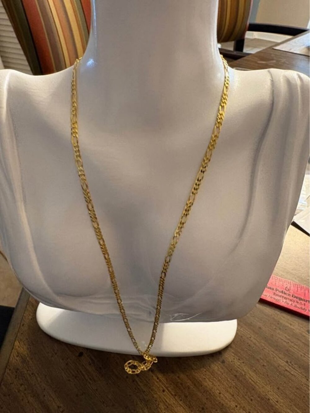 24" 3mm, Gold-Over Sterling Silver 925 Figaro Link Chain, 6.9 grams
